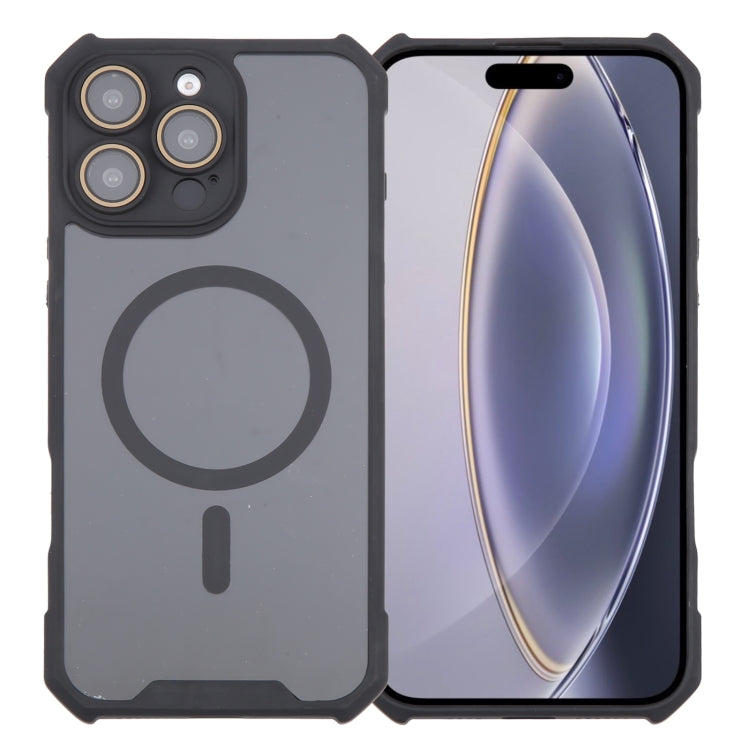 For iPhone 16 Pro Max Colorful Two-Color Lens Film MagSafe Magnetic Horn Acrylic+TPU Case(Black) - iPhone 16 Pro Max Cases by PMC Jewellery | Online Shopping South Africa | PMC Jewellery | Buy Now Pay Later Mobicred