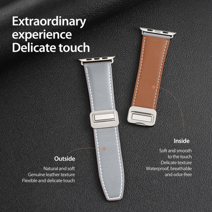 For Apple Watch SE 2023 44mm DUX DUCIS YA Series Magnetic Buckle Genuine Leather Watch Band(Grey) - Watch Bands by DUX DUCIS | Online Shopping South Africa | PMC Jewellery | Buy Now Pay Later Mobicred