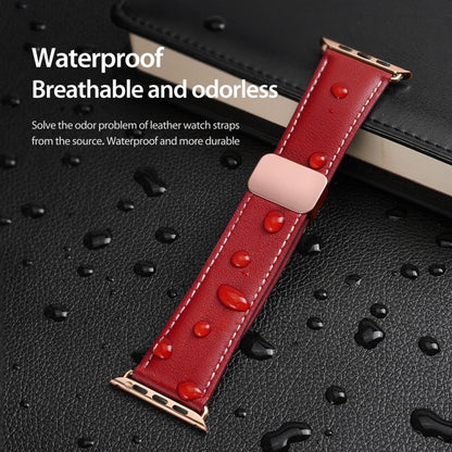 For Apple Watch SE 2023 44mm DUX DUCIS YA Series Magnetic Buckle Genuine Leather Watch Band(Red) - Watch Bands by DUX DUCIS | Online Shopping South Africa | PMC Jewellery | Buy Now Pay Later Mobicred