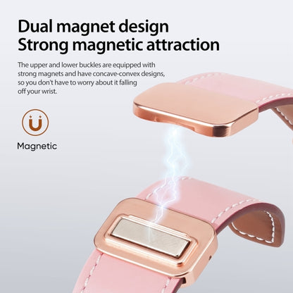 For Apple Watch SE 2023 40mm DUX DUCIS YA Series Magnetic Buckle Genuine Leather Watch Band(Pink) - Watch Bands by DUX DUCIS | Online Shopping South Africa | PMC Jewellery | Buy Now Pay Later Mobicred