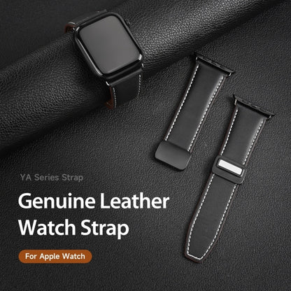 For Apple Watch Ultra 2 49mm DUX DUCIS YA Series Magnetic Buckle Genuine Leather Watch Band(Black) - Watch Bands by DUX DUCIS | Online Shopping South Africa | PMC Jewellery | Buy Now Pay Later Mobicred