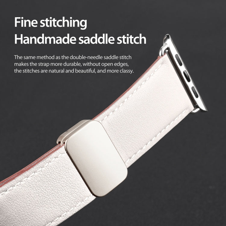 For Apple Watch Ultra 2 49mm DUX DUCIS YA Series Magnetic Buckle Genuine Leather Watch Band(White) - Watch Bands by DUX DUCIS | Online Shopping South Africa | PMC Jewellery | Buy Now Pay Later Mobicred