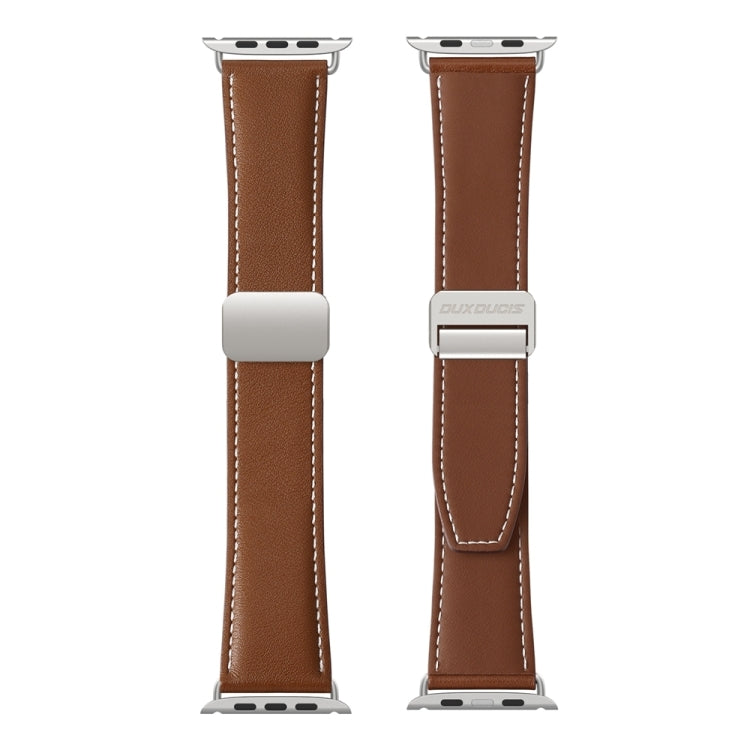 For Apple Watch Series 9 41mm DUX DUCIS YA Series Magnetic Buckle Genuine Leather Watch Band(Brown) - Watch Bands by DUX DUCIS | Online Shopping South Africa | PMC Jewellery | Buy Now Pay Later Mobicred