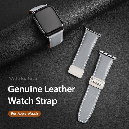 For Apple Watch Ultra 49mm DUX DUCIS YA Series Magnetic Buckle Genuine Leather Watch Band(Grey) - Watch Bands by DUX DUCIS | Online Shopping South Africa | PMC Jewellery | Buy Now Pay Later Mobicred