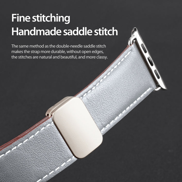 For Apple Watch Ultra 49mm DUX DUCIS YA Series Magnetic Buckle Genuine Leather Watch Band(Grey) - Watch Bands by DUX DUCIS | Online Shopping South Africa | PMC Jewellery | Buy Now Pay Later Mobicred