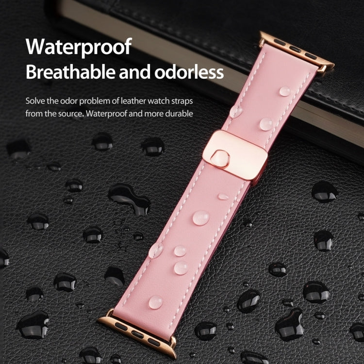 For Apple Watch Ultra 49mm DUX DUCIS YA Series Magnetic Buckle Genuine Leather Watch Band(Pink) - Watch Bands by DUX DUCIS | Online Shopping South Africa | PMC Jewellery | Buy Now Pay Later Mobicred