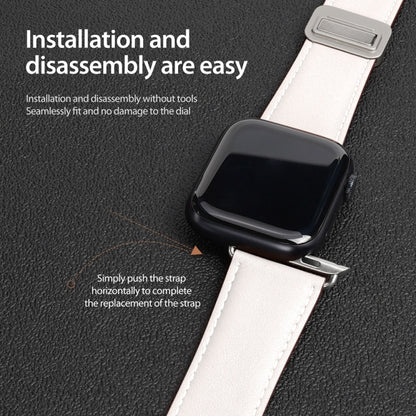 For Apple Watch Series 8 45mm DUX DUCIS YA Series Magnetic Buckle Genuine Leather Watch Band(White) - Watch Bands by DUX DUCIS | Online Shopping South Africa | PMC Jewellery | Buy Now Pay Later Mobicred