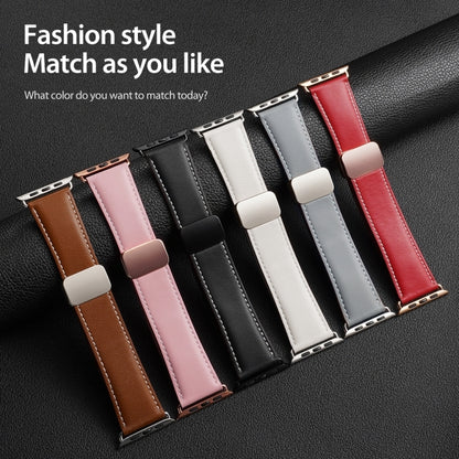 For Apple Watch SE 2022 40mm DUX DUCIS YA Series Magnetic Buckle Genuine Leather Watch Band(Pink) - Watch Bands by DUX DUCIS | Online Shopping South Africa | PMC Jewellery | Buy Now Pay Later Mobicred