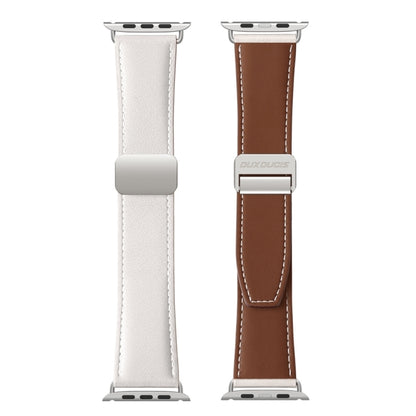 For Apple Watch SE 2022 40mm DUX DUCIS YA Series Magnetic Buckle Genuine Leather Watch Band(White) - Watch Bands by DUX DUCIS | Online Shopping South Africa | PMC Jewellery | Buy Now Pay Later Mobicred