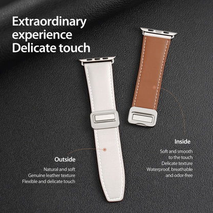 For Apple Watch Series 6 44mm DUX DUCIS YA Series Magnetic Buckle Genuine Leather Watch Band(White) - Watch Bands by DUX DUCIS | Online Shopping South Africa | PMC Jewellery | Buy Now Pay Later Mobicred