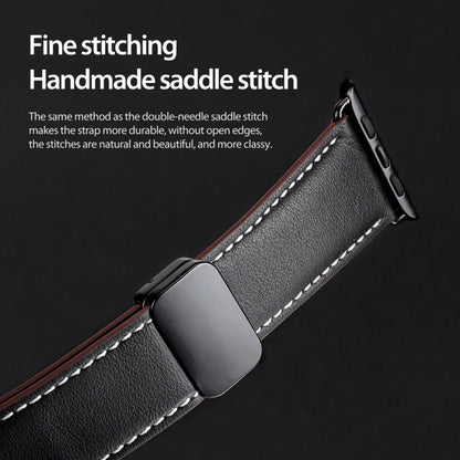 For Apple Watch Series 5 44mm DUX DUCIS YA Series Magnetic Buckle Genuine Leather Watch Band(Black) - Watch Bands by DUX DUCIS | Online Shopping South Africa | PMC Jewellery | Buy Now Pay Later Mobicred