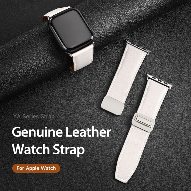 For Apple Watch Series 3 38mm DUX DUCIS YA Series Magnetic Buckle Genuine Leather Watch Band(White) - Watch Bands by DUX DUCIS | Online Shopping South Africa | PMC Jewellery | Buy Now Pay Later Mobicred