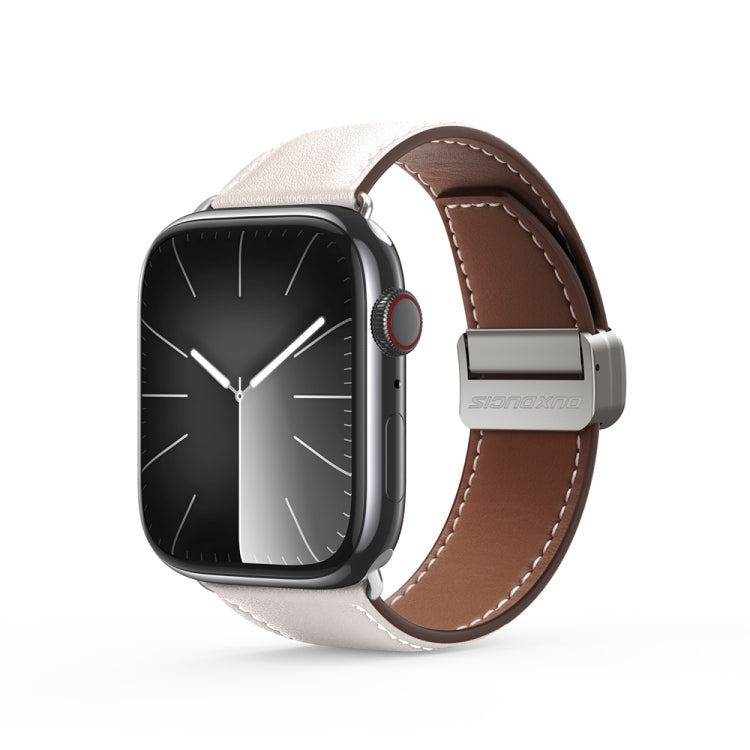 For Apple Watch Series 2 42mm DUX DUCIS YA Series Magnetic Buckle Genuine Leather Watch Band(White) - Watch Bands by DUX DUCIS | Online Shopping South Africa | PMC Jewellery | Buy Now Pay Later Mobicred