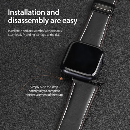 For Apple Watch Series 2 38mm DUX DUCIS YA Series Magnetic Buckle Genuine Leather Watch Band(Black) - Watch Bands by DUX DUCIS | Online Shopping South Africa | PMC Jewellery | Buy Now Pay Later Mobicred