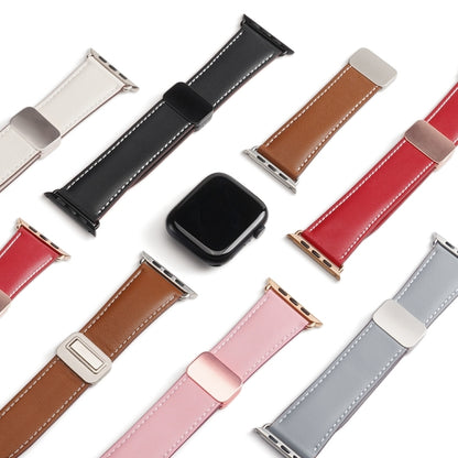 For Apple Watch 38mm DUX DUCIS YA Series Magnetic Buckle Genuine Leather Watch Band(White) - Watch Bands by DUX DUCIS | Online Shopping South Africa | PMC Jewellery | Buy Now Pay Later Mobicred