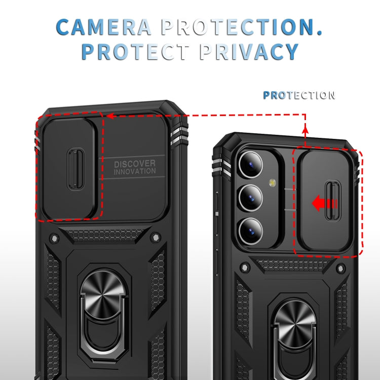 For Samsung Galaxy S24 5G Sliding Camshield TPU + PC Phone Case with Holder(Black) - Galaxy S24 5G Cases by PMC TechLife | Online Shopping South Africa | PMC TechLife