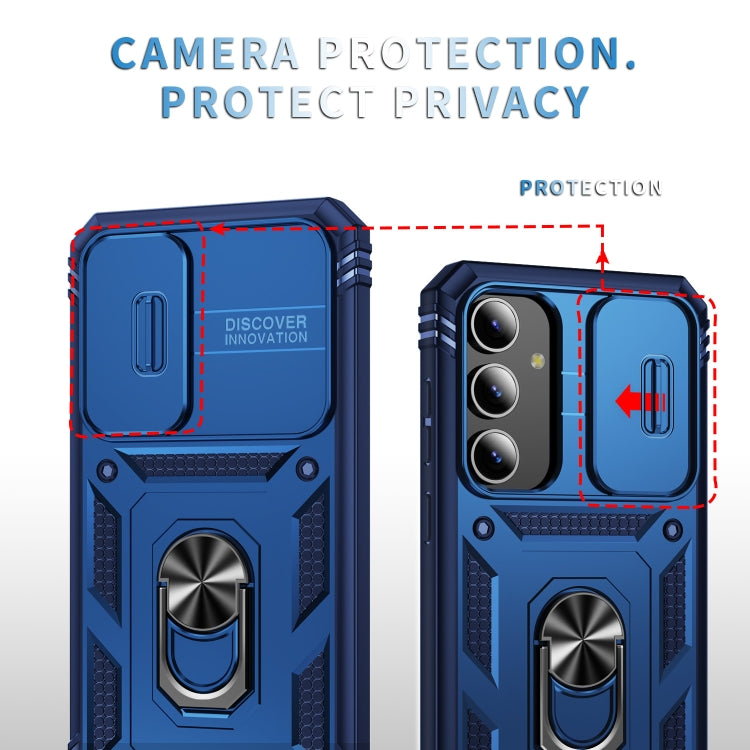 For Samsung Galaxy S24+ 5G Sliding Camshield TPU + PC Phone Case with Holder(Navy Blue) - Galaxy S24+ 5G Cases by PMC TechLife | Online Shopping South Africa | PMC TechLife