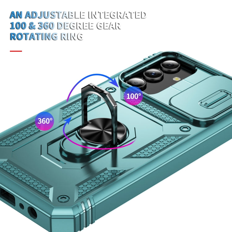 For Samsung Galaxy S24+ 5G Sliding Camshield TPU + PC Phone Case with Holder(Green) - Galaxy S24+ 5G Cases by PMC Jewellery | Online Shopping South Africa | PMC Jewellery