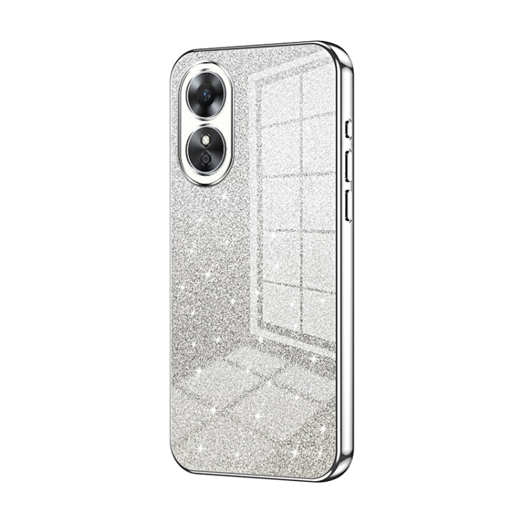 For OPPO A17 / A17K Gradient Glitter Powder Electroplated Phone Case(Silver) - OPPO Cases by PMC TechLife | Online Shopping South Africa | PMC TechLife | Buy Now Pay Later Mobicred