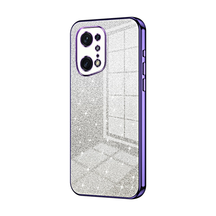 For OPPO Find X5 Pro Gradient Glitter Powder Electroplated Phone Case(Purple) - OPPO Cases by PMC TechLife | Online Shopping South Africa | PMC TechLife | Buy Now Pay Later Mobicred