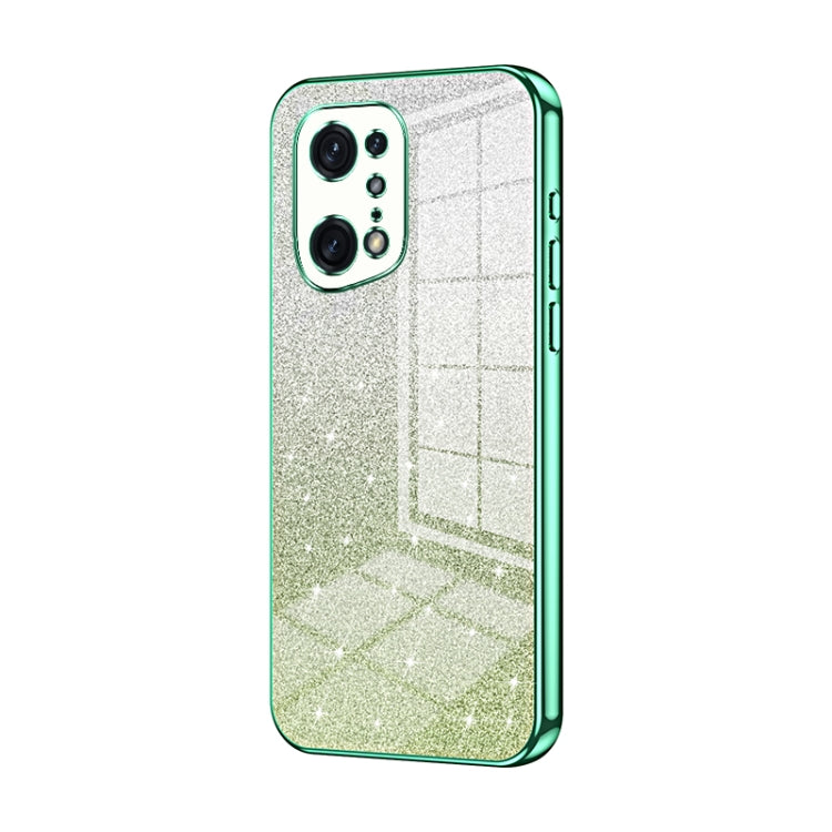 For OPPO Find X5 Pro Gradient Glitter Powder Electroplated Phone Case(Green) - OPPO Cases by PMC TechLife | Online Shopping South Africa | PMC TechLife | Buy Now Pay Later Mobicred