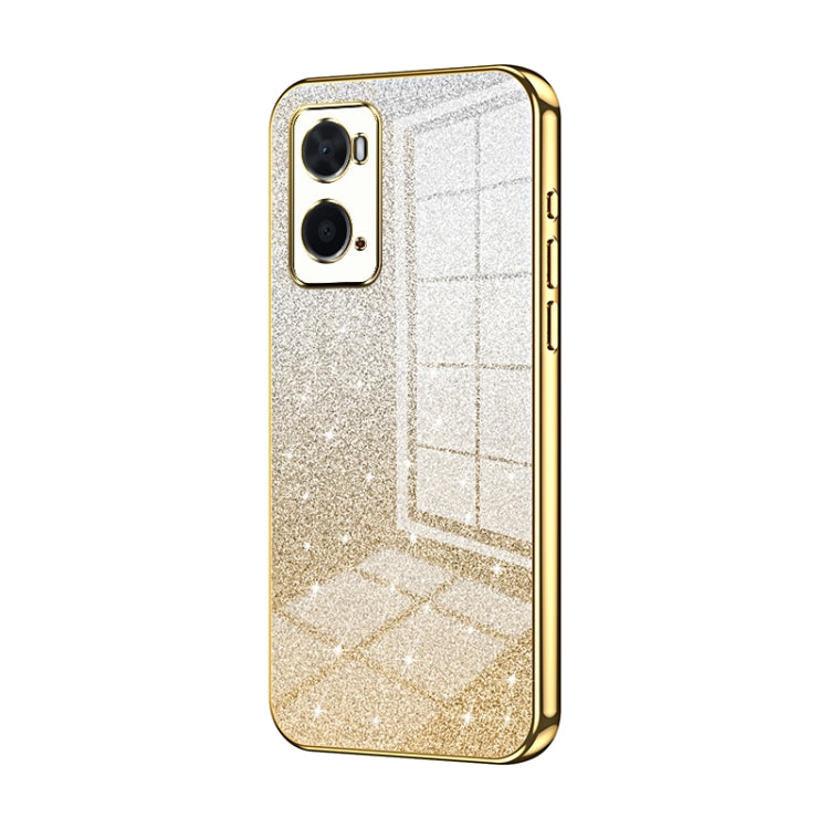 For OPPO A36 / A76 / A96 4G Global Gradient Glitter Powder Electroplated Phone Case(Gold) - OPPO Cases by PMC Jewellery | Online Shopping South Africa | PMC Jewellery | Buy Now Pay Later Mobicred