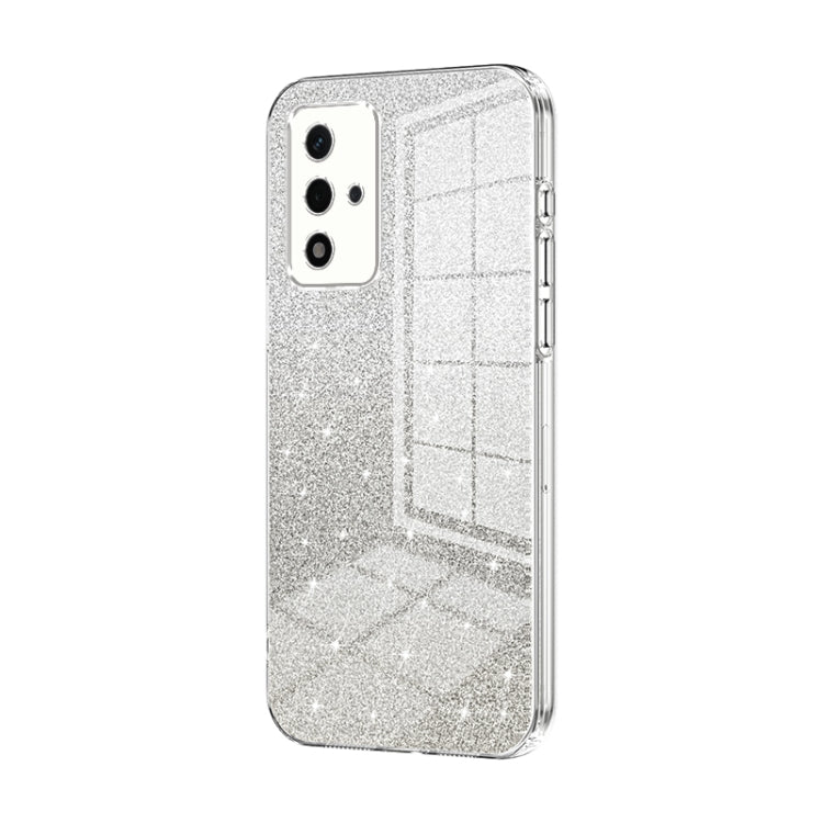 For OPPO A93s 5G Gradient Glitter Powder Electroplated Phone Case(Transparent) - OPPO Cases by PMC Jewellery | Online Shopping South Africa | PMC Jewellery | Buy Now Pay Later Mobicred