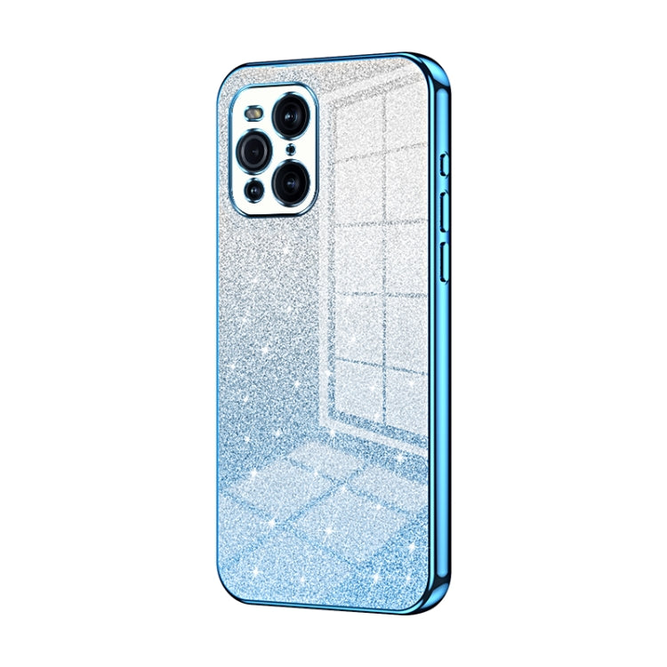 For OPPO Find X3 / Find X3 Pro Gradient Glitter Powder Electroplated Phone Case(Blue) - OPPO Cases by PMC Jewellery | Online Shopping South Africa | PMC Jewellery | Buy Now Pay Later Mobicred