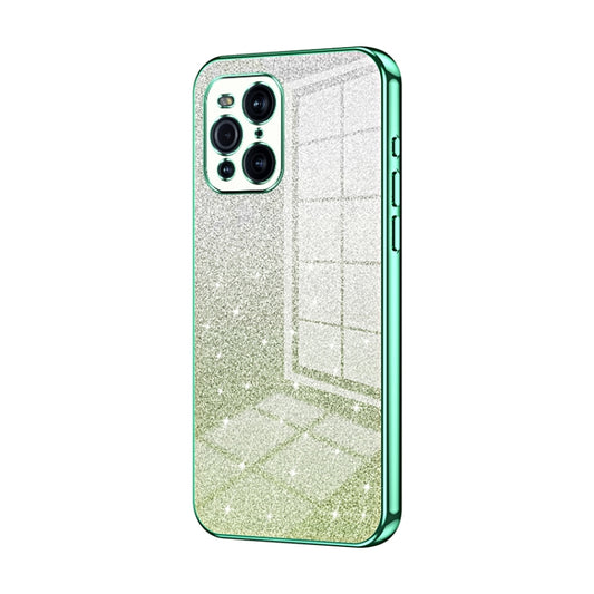 For OPPO Find X3 / Find X3 Pro Gradient Glitter Powder Electroplated Phone Case(Green) - OPPO Cases by PMC Jewellery | Online Shopping South Africa | PMC Jewellery | Buy Now Pay Later Mobicred