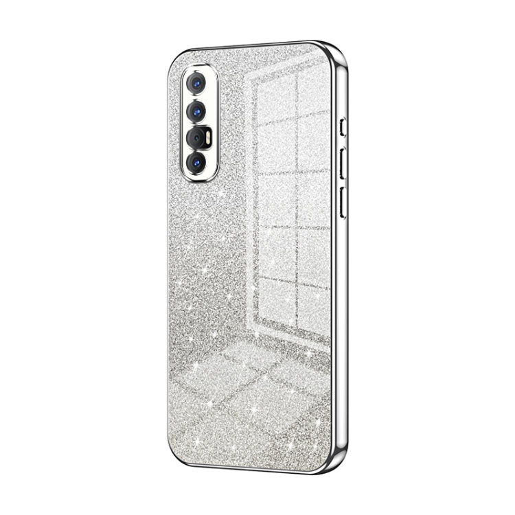 For OPPO Reno3 Pro Gradient Glitter Powder Electroplated Phone Case(Silver) - OPPO Cases by PMC TechLife | Online Shopping South Africa | PMC TechLife | Buy Now Pay Later Mobicred