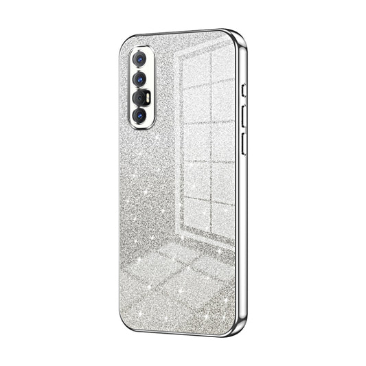 For OPPO Reno3 Pro Gradient Glitter Powder Electroplated Phone Case(Silver) - OPPO Cases by PMC Jewellery | Online Shopping South Africa | PMC Jewellery | Buy Now Pay Later Mobicred