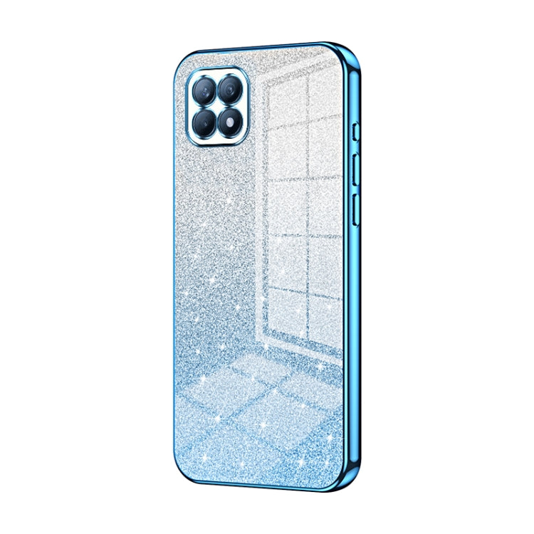 For OPPO Reno4 SE Gradient Glitter Powder Electroplated Phone Case(Blue) - OPPO Cases by PMC Jewellery | Online Shopping South Africa | PMC Jewellery | Buy Now Pay Later Mobicred