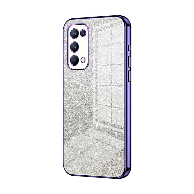 For OPPO Reno5 Pro Gradient Glitter Powder Electroplated Phone Case(Purple) - OPPO Cases by PMC Jewellery | Online Shopping South Africa | PMC Jewellery | Buy Now Pay Later Mobicred