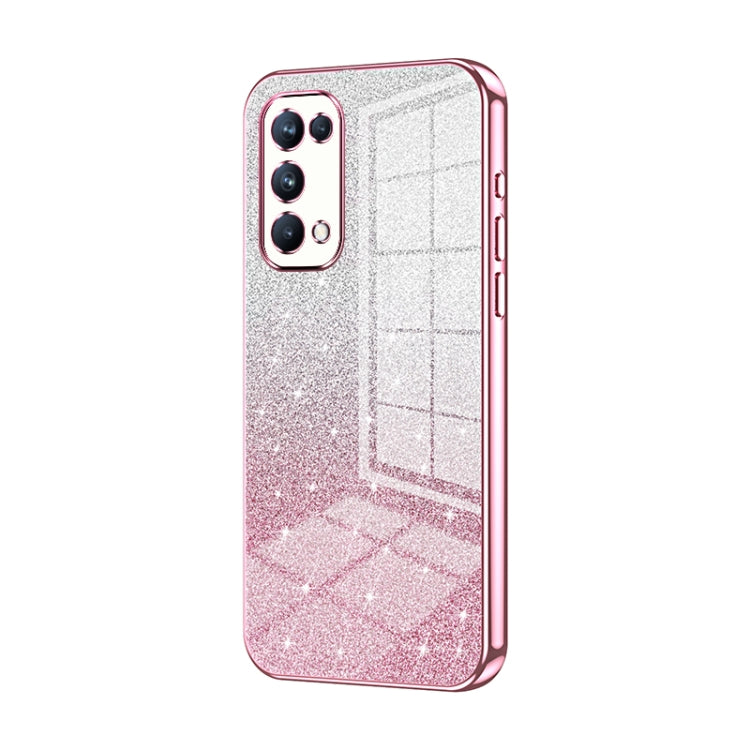 For OPPO Reno5 Pro Gradient Glitter Powder Electroplated Phone Case(Pink) - OPPO Cases by PMC TechLife | Online Shopping South Africa | PMC TechLife | Buy Now Pay Later Mobicred