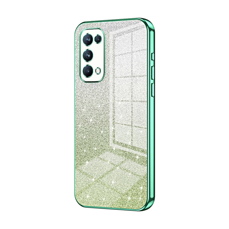 For OPPO Reno5 Pro Gradient Glitter Powder Electroplated Phone Case(Green) - OPPO Cases by PMC TechLife | Online Shopping South Africa | PMC TechLife | Buy Now Pay Later Mobicred