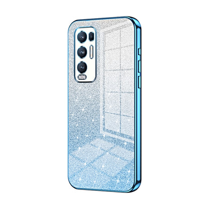 For OPPO Reno5 Pro+ Gradient Glitter Powder Electroplated Phone Case(Blue) - OPPO Cases by PMC Jewellery | Online Shopping South Africa | PMC Jewellery | Buy Now Pay Later Mobicred