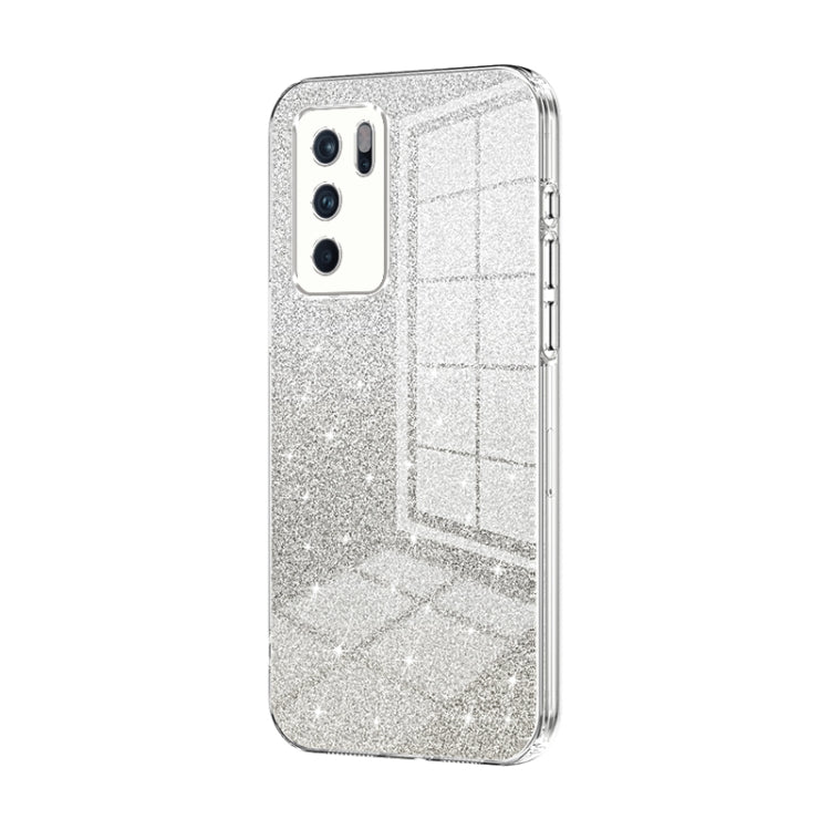 For OPPO Reno6 Pro Indian  Gradient Glitter Powder Electroplated Phone Case(Transparent) - OPPO Cases by PMC Jewellery | Online Shopping South Africa | PMC Jewellery | Buy Now Pay Later Mobicred