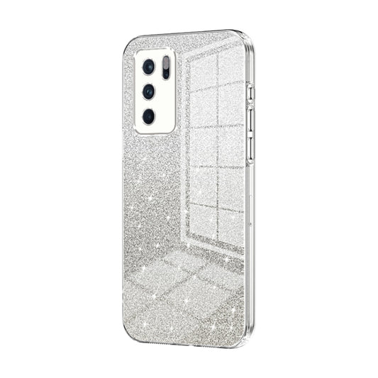For OPPO Reno6 Pro Indian  Gradient Glitter Powder Electroplated Phone Case(Transparent) - OPPO Cases by PMC Jewellery | Online Shopping South Africa | PMC Jewellery | Buy Now Pay Later Mobicred