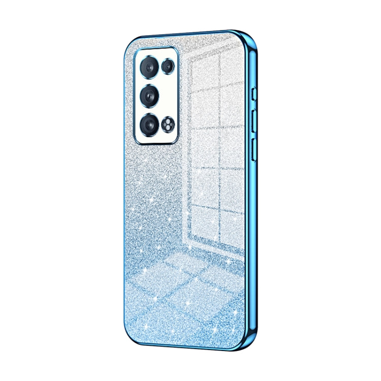 For OPPO Reno6 Pro+ Gradient Glitter Powder Electroplated Phone Case(Blue) - OPPO Cases by PMC TechLife | Online Shopping South Africa | PMC TechLife | Buy Now Pay Later Mobicred