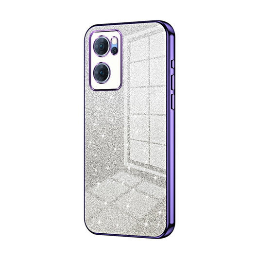 For OPPO Reno7 5G Gradient Glitter Powder Electroplated Phone Case(Purple) - OPPO Cases by PMC Jewellery | Online Shopping South Africa | PMC Jewellery | Buy Now Pay Later Mobicred