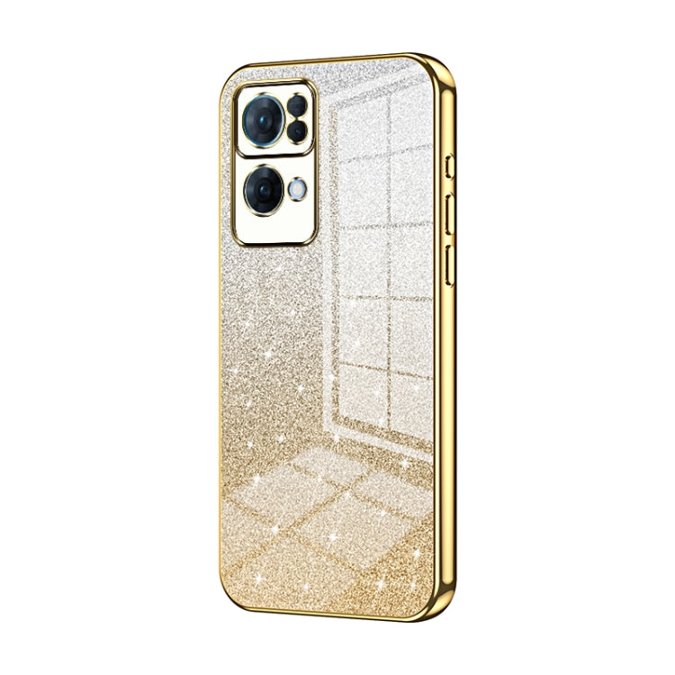 For OPPO Reno7 Pro Gradient Glitter Powder Electroplated Phone Case(Gold) - free shipping - PMC TechLife - Order now!