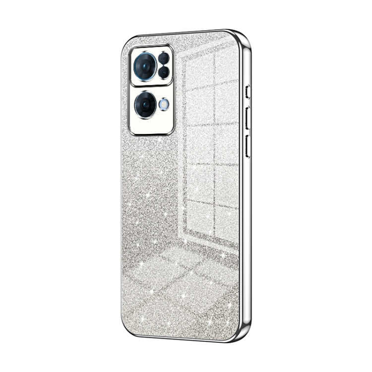 For OPPO Reno7 Pro Gradient Glitter Powder Electroplated Phone Case(Silver) - OPPO Cases by PMC TechLife | Online Shopping South Africa | PMC TechLife | Buy Now Pay Later Mobicred
