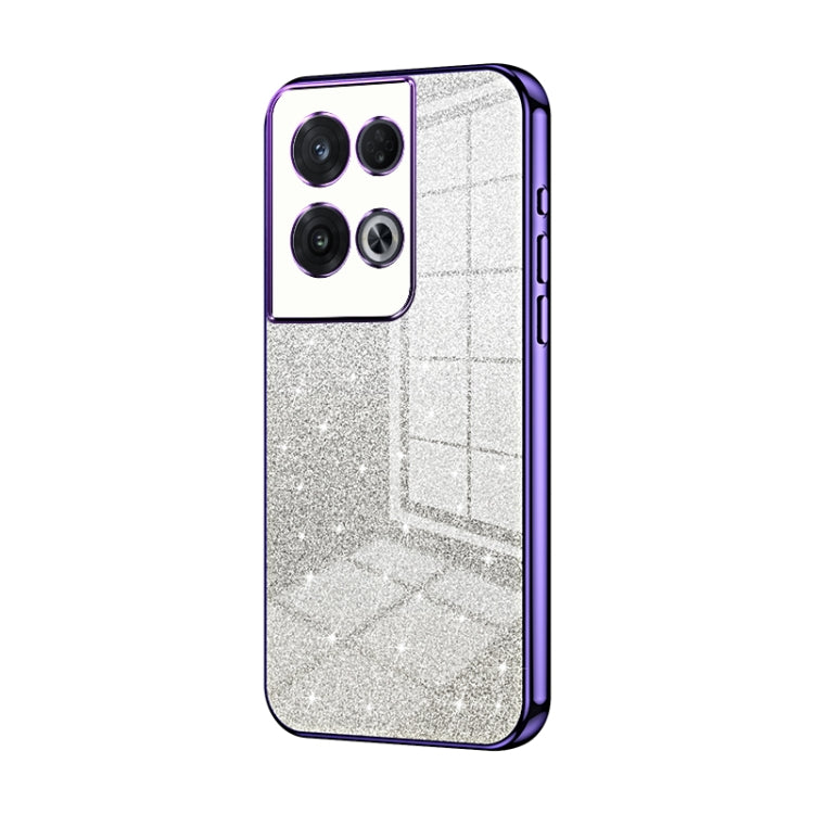 For OPPO Reno8 Pro Gradient Glitter Powder Electroplated Phone Case(Purple) - OPPO Cases by PMC TechLife | Online Shopping South Africa | PMC TechLife
