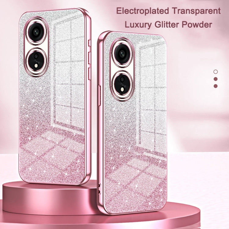 For OPPO Reno4 Gradient Glitter Powder Electroplated Phone Case(Pink) - OPPO Cases by PMC Jewellery | Online Shopping South Africa | PMC Jewellery | Buy Now Pay Later Mobicred