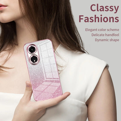 For OPPO Reno6 Pro+ Gradient Glitter Powder Electroplated Phone Case(Transparent) - OPPO Cases by PMC Jewellery | Online Shopping South Africa | PMC Jewellery | Buy Now Pay Later Mobicred