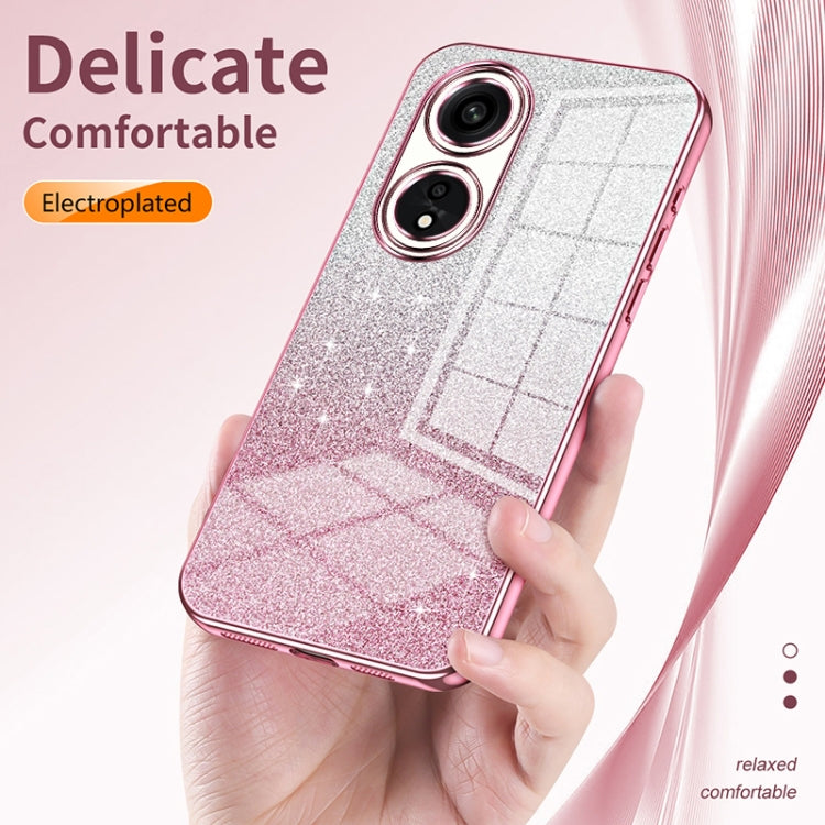 For OPPO Reno9 / Reno9 Pro Gradient Glitter Powder Electroplated Phone Case(Transparent) - OPPO Cases by PMC Jewellery | Online Shopping South Africa | PMC Jewellery | Buy Now Pay Later Mobicred