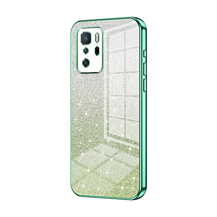 For Xiaomi Redmi Note 10 Pro 5G/Poco X3 GT Gradient Glitter Powder Electroplated Phone Case(Green) - Xiaomi Cases by PMC TechLife | Online Shopping South Africa | PMC TechLife | Buy Now Pay Later Mobicred