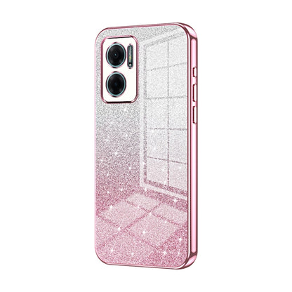 For Xiaomi Redmi Note 11E / Redmi 10 5G Gradient Glitter Powder Electroplated Phone Case(Pink) - Xiaomi Cases by PMC Jewellery | Online Shopping South Africa | PMC Jewellery | Buy Now Pay Later Mobicred