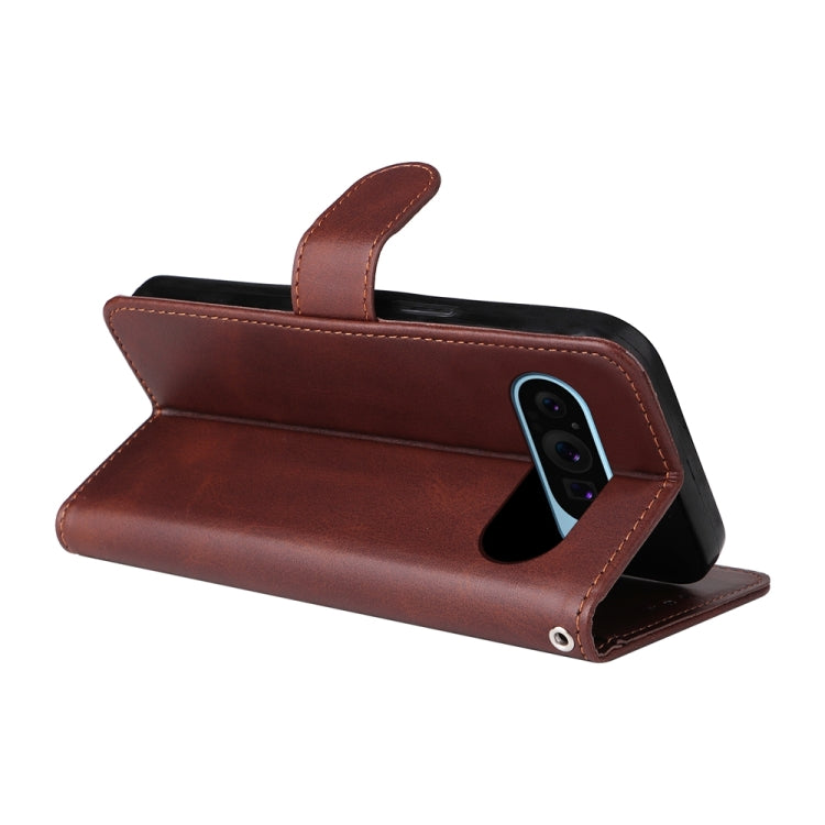 For Google Pixel 9 Classic Calf Texture Flip Leather Phone Case(Brown) - Google Cases by PMC TechLife | Online Shopping South Africa | PMC TechLife | Buy Now Pay Later Mobicred