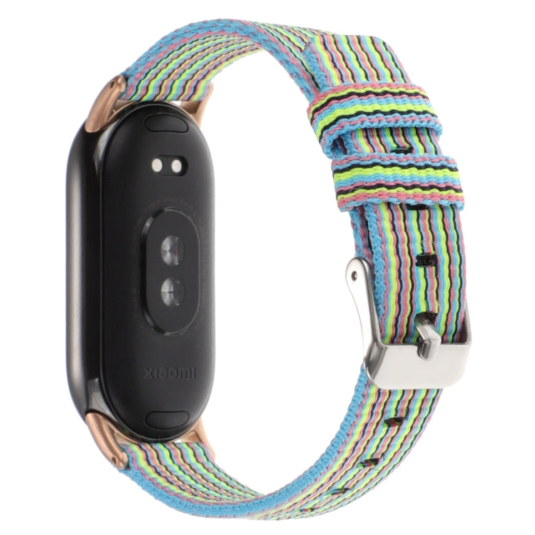 For Xiaomi Mi Band 8 Nylon Canvas Watch Band(Cyan Stripe) - free shipping - PMc TechLife - Order now!